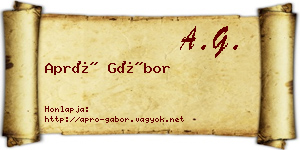 Apró Gábor névjegykártya